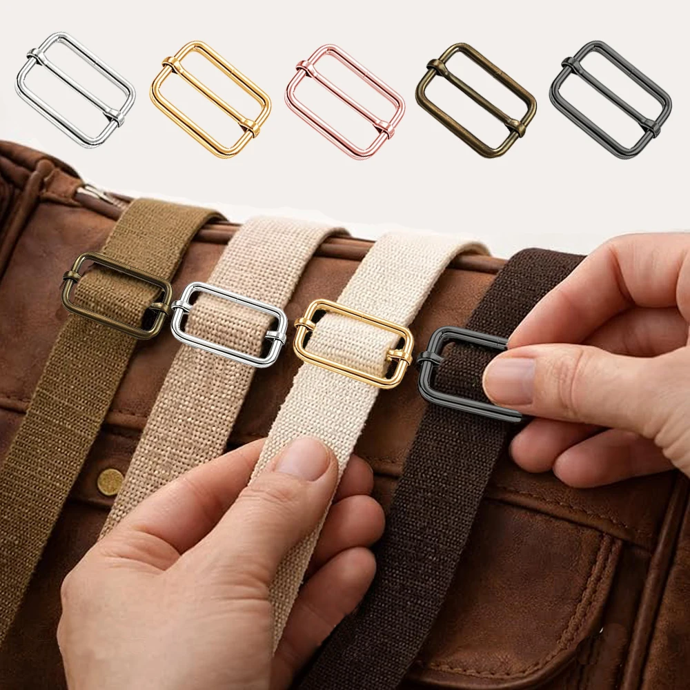 45/75pcs 25mm rectangular multi-functional sliding alloy buckles,suitable for belts,webbing,pet collars,DIY bag accessories view 2