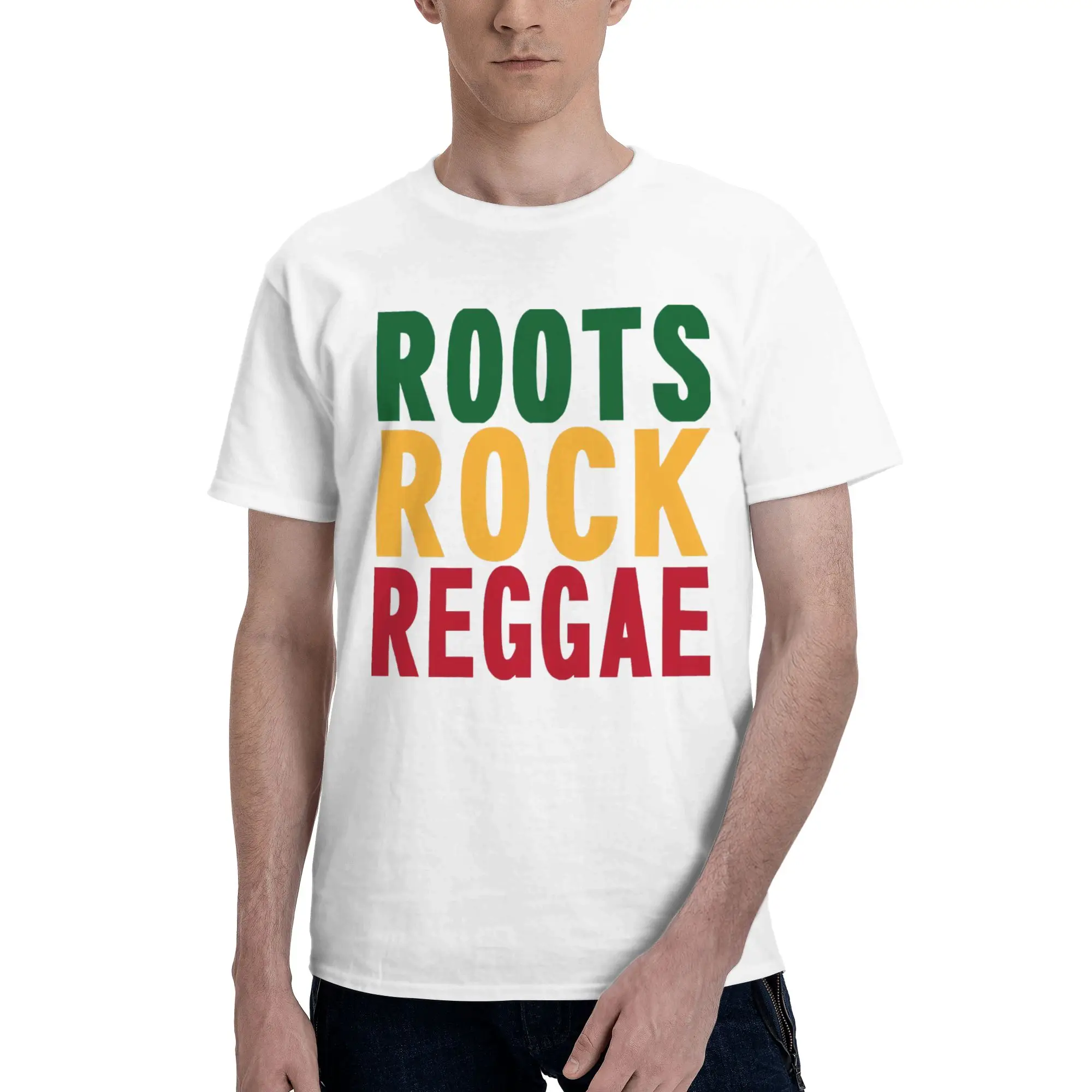 roots rock reggae Vintage Reversible T-shirt Simple Casual Men's T-shirts