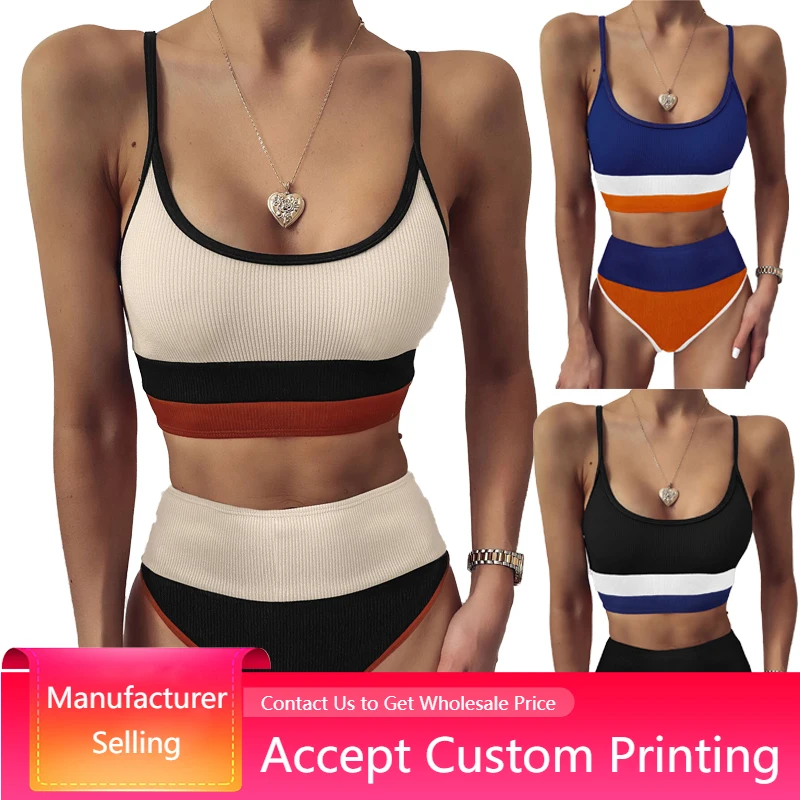 

Women Swimwear Female Patchwork Bathing Suit Push Up Swimsuit High Waist Sport Wear Swimming Suit Sexy Bikini Set