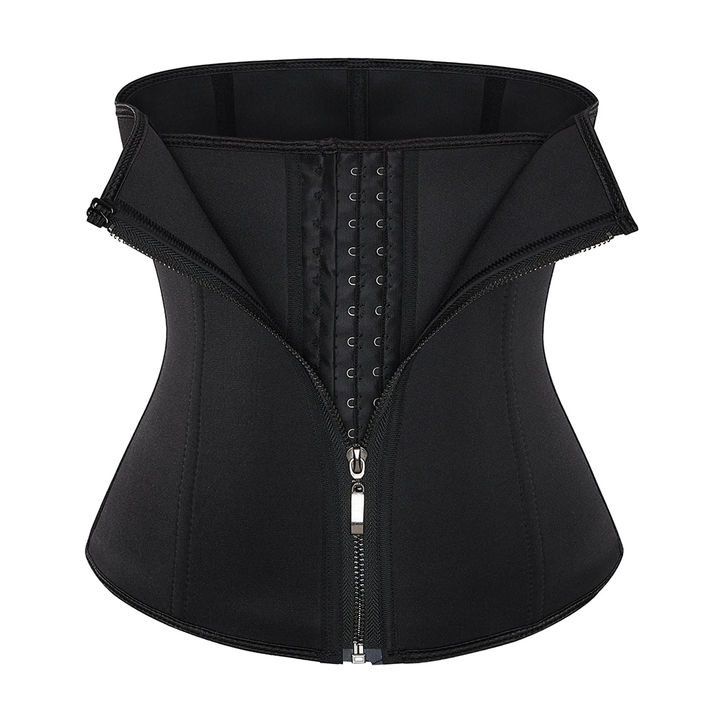 Nude/Black Women Zip Up Waist Trainer XS To 6XL Body Shapewear Neoprene Waist Shaper With 6 Steel Bone