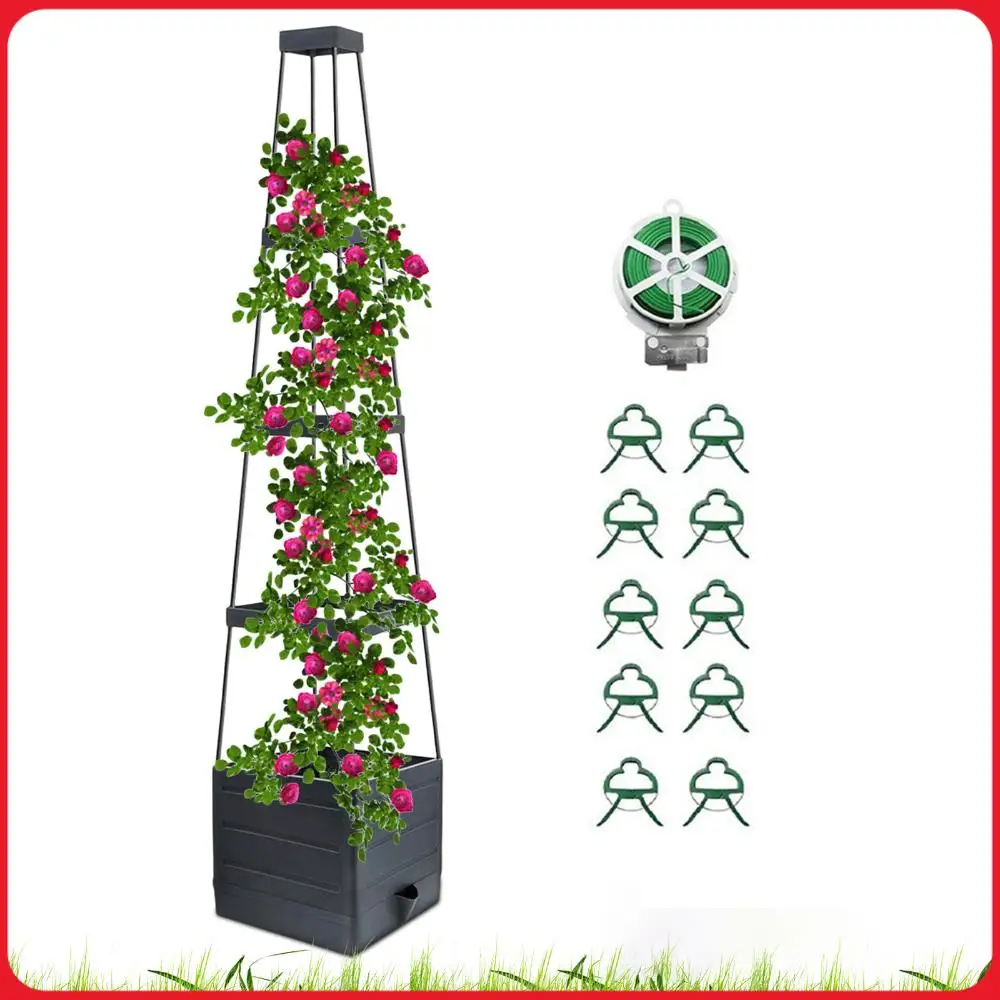 Raised Garden Bed Planter Box with Trellis Tomatoes Planter Box Self-Watering Planter Box for Climbing Plants