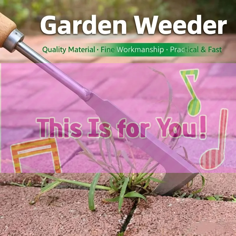 【HMA】Stainless Steel Gap Weeding Tool L-shaped Multi-purpose Garden Hand Tool for Clearing Weeds in Yards Terraces and Lanes