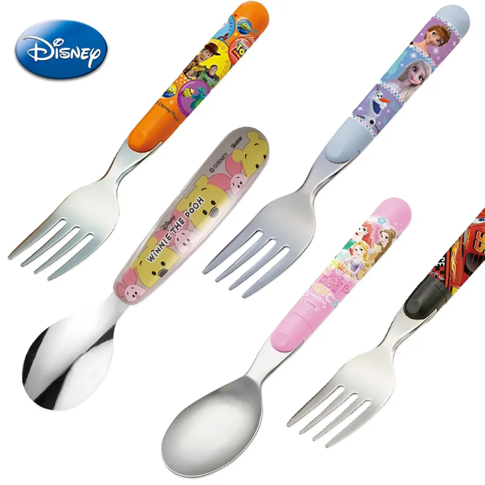 Disney Winnie the Pooh Stainless Steel Spoon Fork Anime Toy Story Baby Feeding Kids Coffee Spoon Fruit Fork Cake Spoon Food Pick