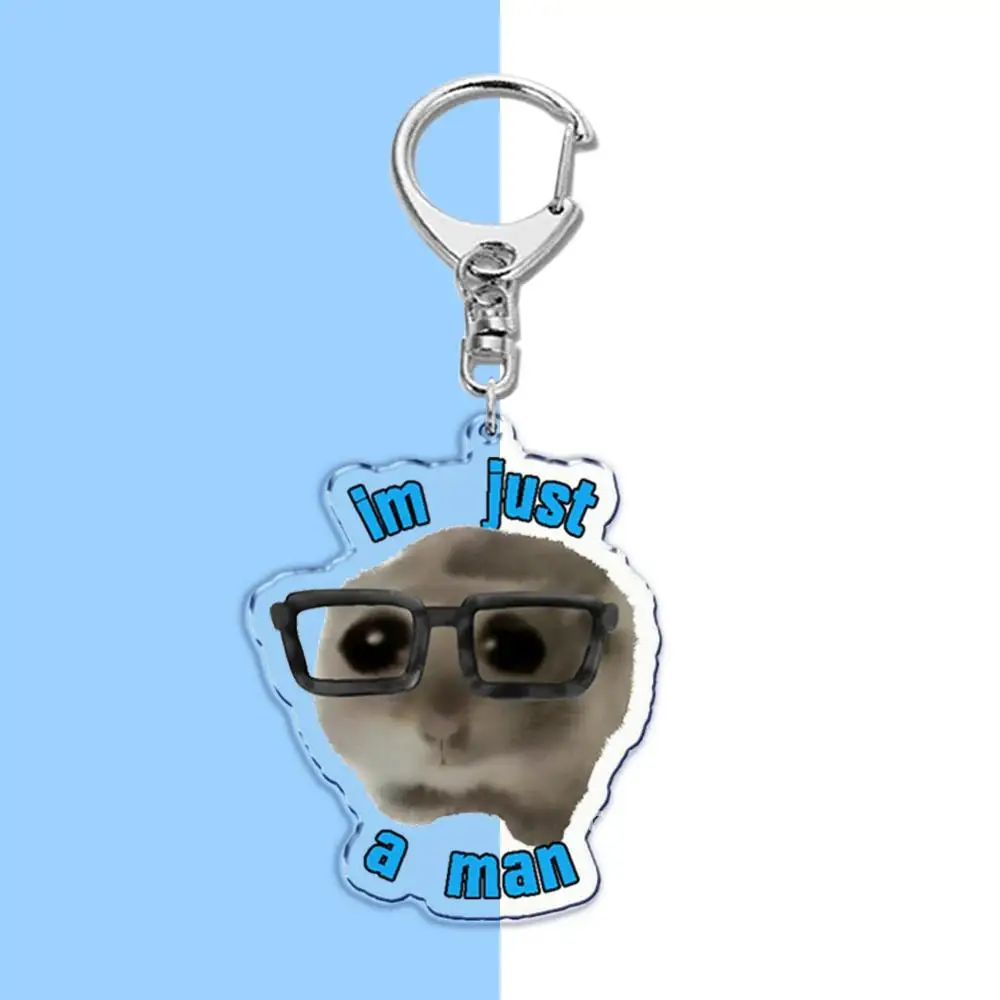 Fun Meme Im Just A Girl Sad Hamster Key Chain Keychains Ring for Accessories Bag Funny Pendant Keyring Jewelry Fans Gifts