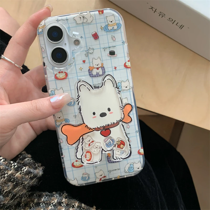 Korea Cartoon Cute Quicksand Puppy Griptok Bracket For iPhone 16 Samsung Universal Phone Accessories Phone Holder Grip Tok Stand - view 4