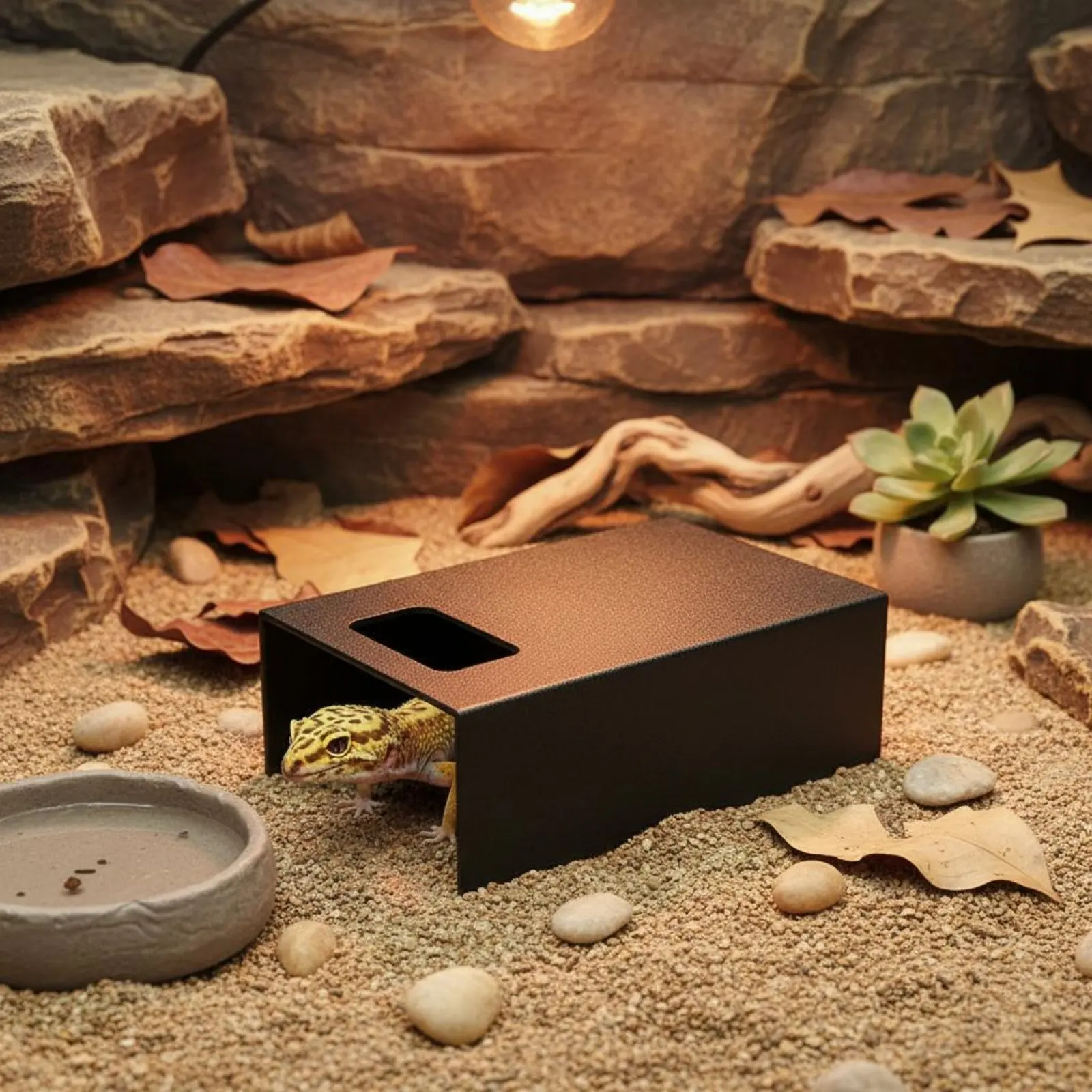 

Snake Hide Box Enclosed Design Pet Shelter Cave Terrarium Hide Tunnel No Smell Breeding Box Shelter Long-Lasting