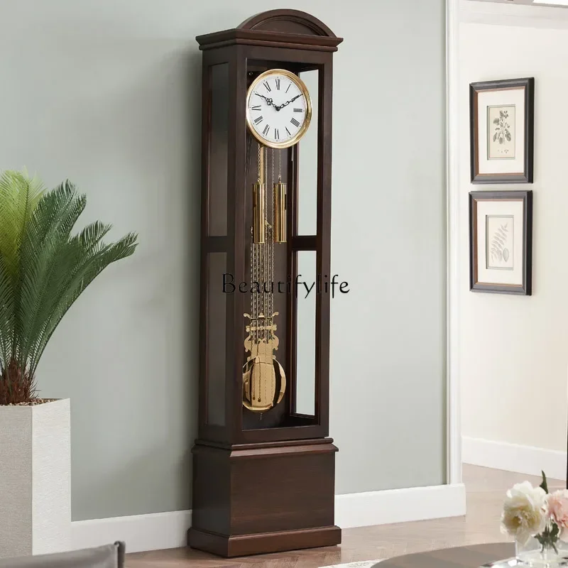 

03Simple double style floor clock Hemler Chinese retro pendulum clock