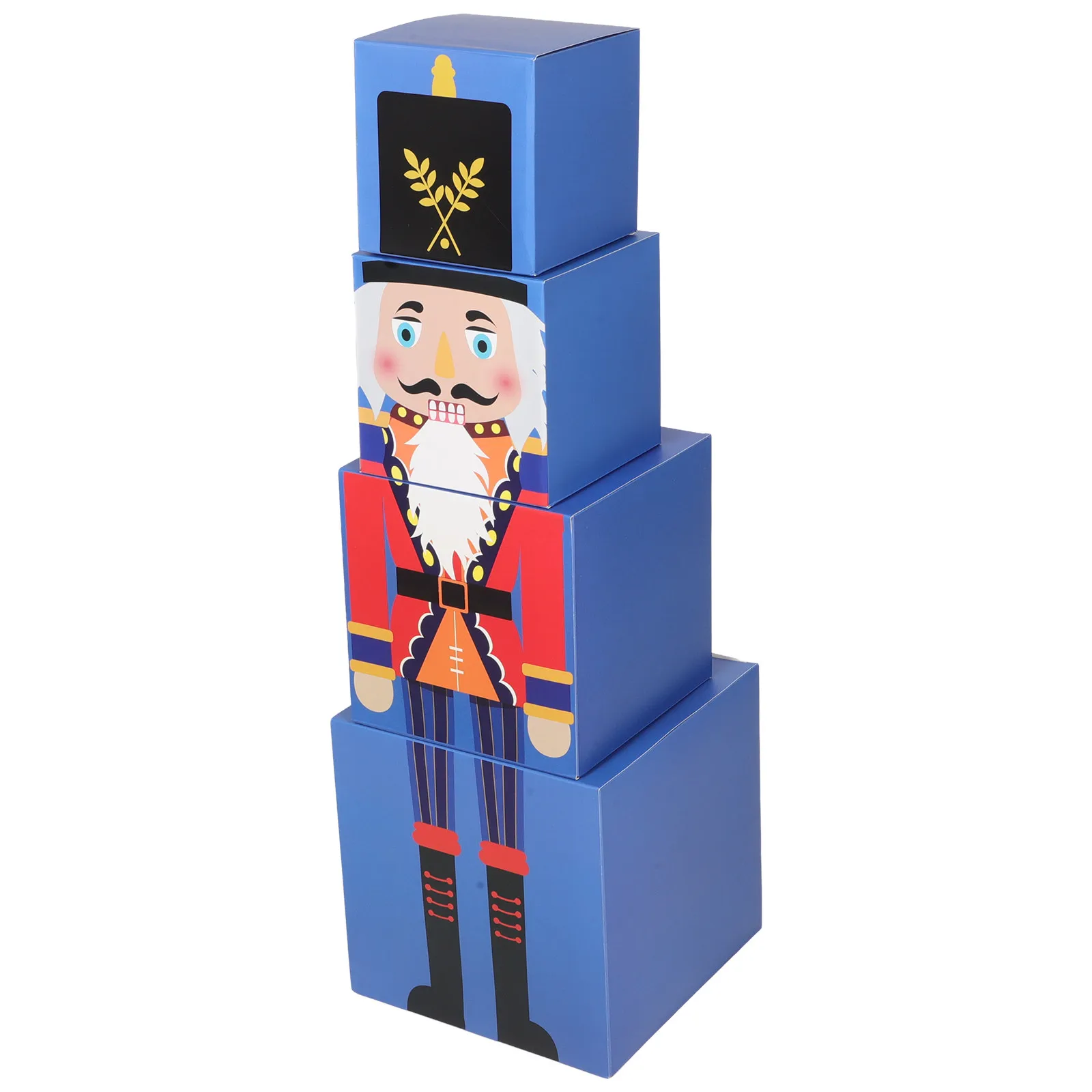 1Set Nutcracker Stacking Boxes Holiday Decorative Christmas Present Box Stackable Nesting Storage Case for Party