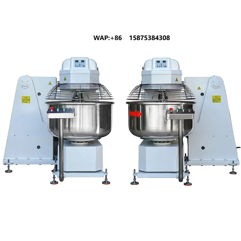 Large Capacity Feed Mixer Stainless Steel 75kg Noodle Braed Flour Self Tipping Commercial Spiral Mixer with Lifting System