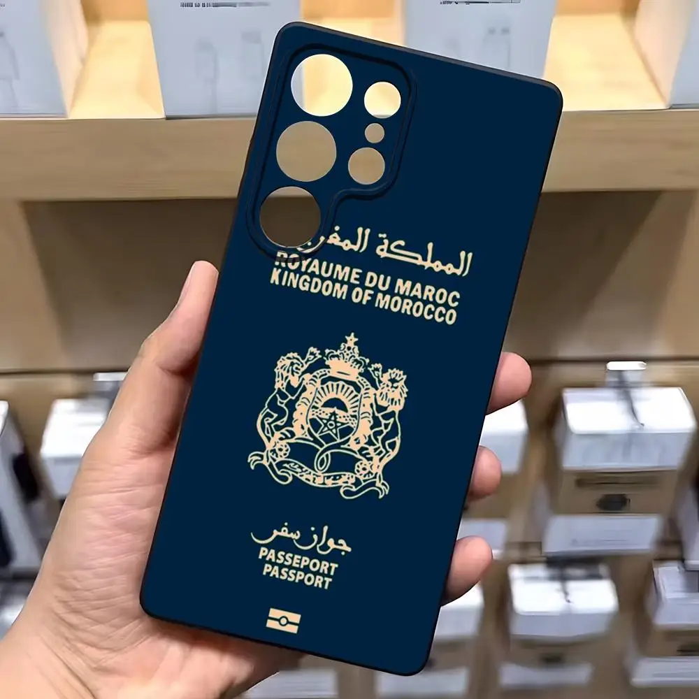 المغرب جواز السفر قضية الهاتف لسامسونج A16 A26 A36 A56 A15 A25 A35 A55 A34 A24 A54 A23 A53Black لينة قذيفة