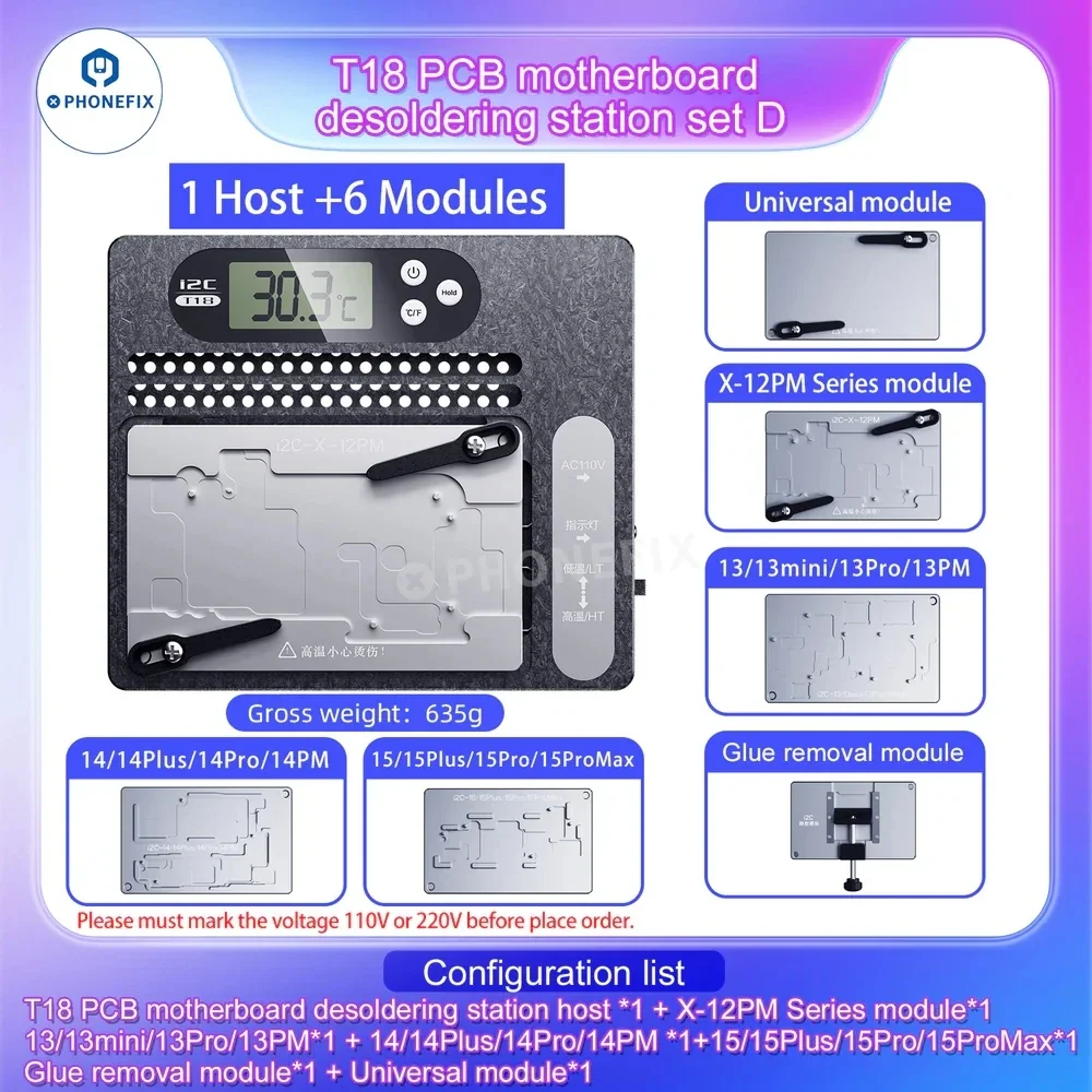 I2C IHeater T18 PCB Pre-heating Motherboard Layered Desoldering Station for IPhone X-15Pro Max Motherboard Layered Glue Removal