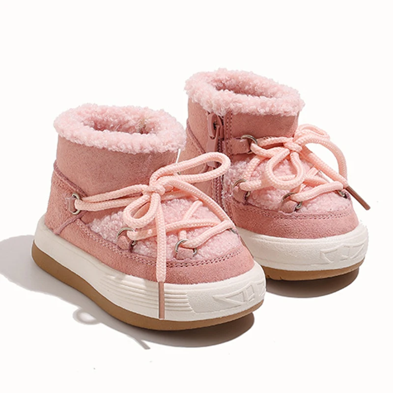 Chaussures d'hiver en coton pour bébé, bottes de neige coordonnantes à l'offre elles souples, chaussures de marche chaudes en peluche, mode décontractée pour enfants