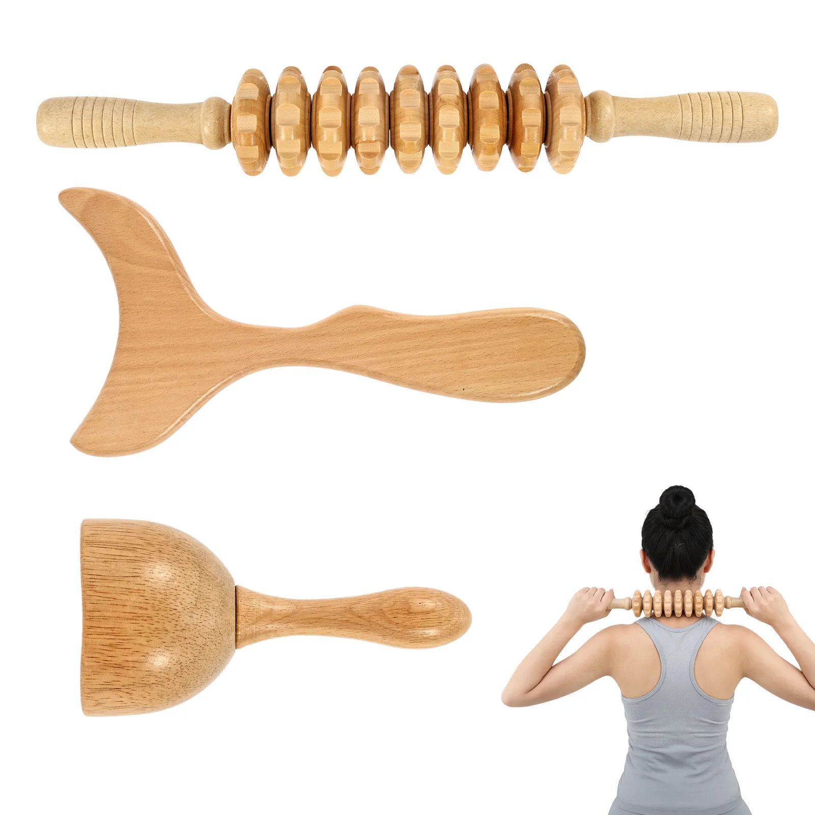 3 in 1 Wood Massage Tools Professional Wood Massager Body Sculpting Tools for Body Sculpting and Contouring Relief Muscle