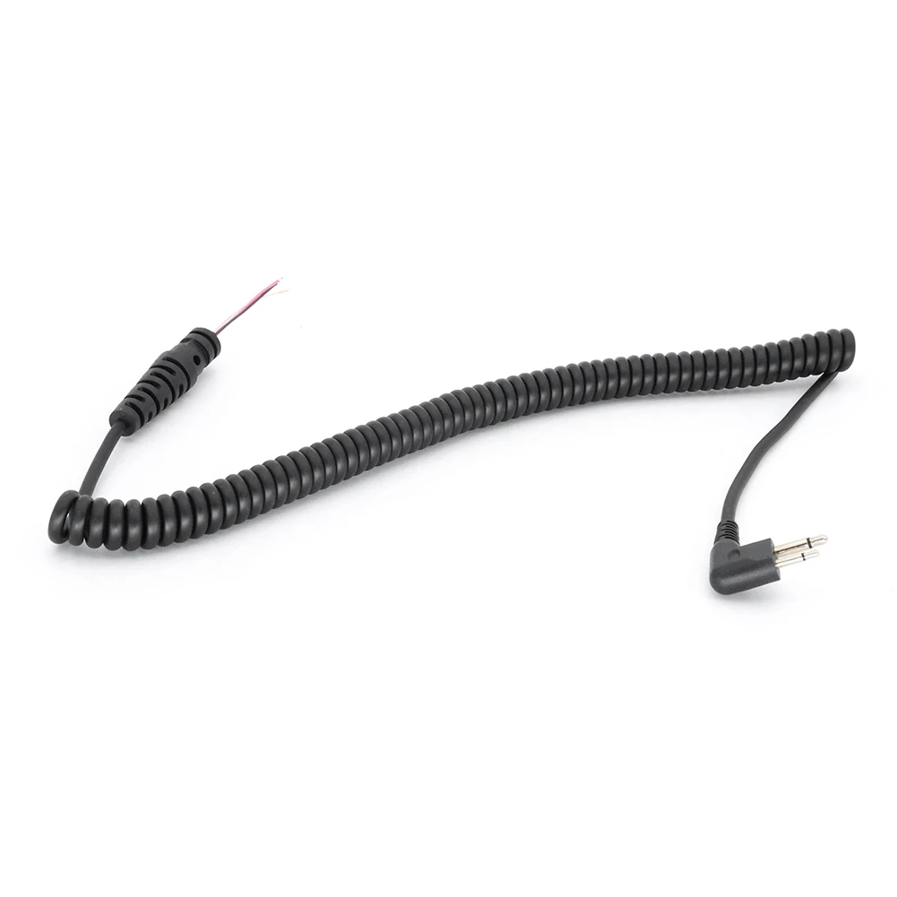 Kabel PTT 4-Wire dengan Speaker dan Pegas, Kabel Mikrofon Genggam 2-pin untuk Motorola GP3688 GP88 untuk Hytera Wakie Talkie