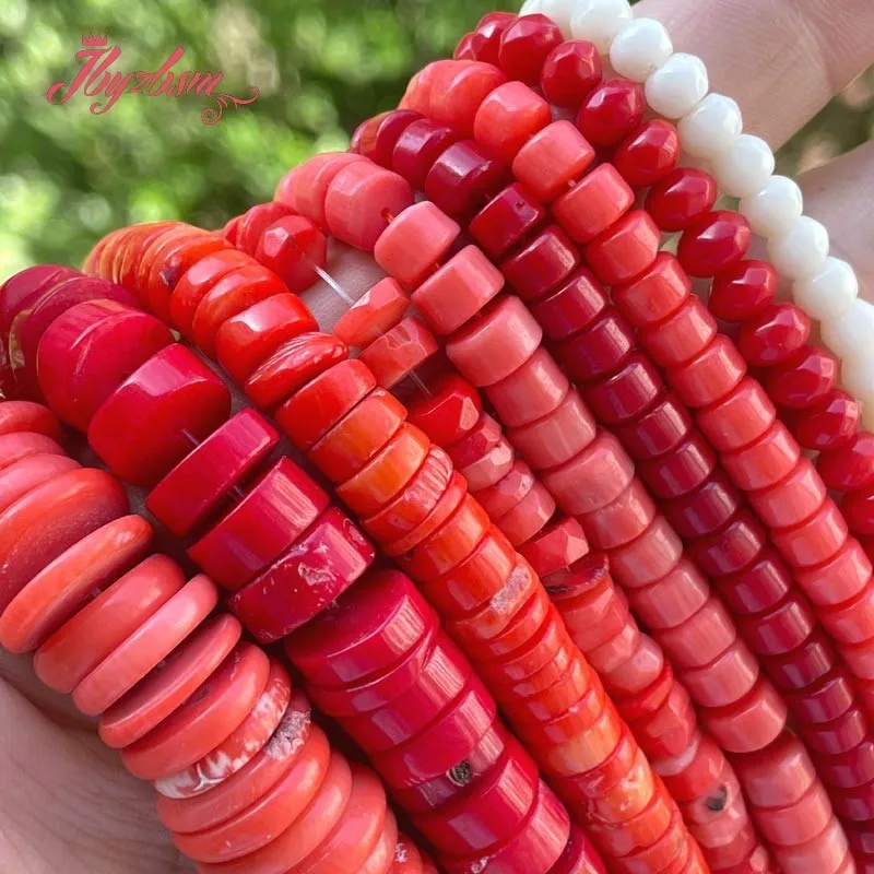 Natural Coral Stone Beads Rondelle DIY Loose Spacer Strand 15 Inches For Necklace Bracelets Earring Jewelry Making Free Shipping