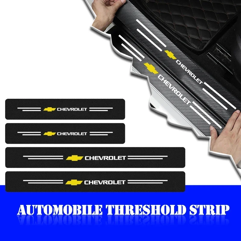 

Автомобильные аксессуары Chevrolet, защита порога, 4 шт., комплект наклеек с текстурой из углеродного волокна для Silverado Impala Malibu Cruze Camaro и т. д.
