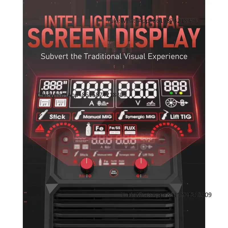 YEESTECH 165A 4-in-1 MIG/Flux Core MIG/Lift TIG/Stick Welder 220V Dual Voltage Large LED Digital Display Welding Machine