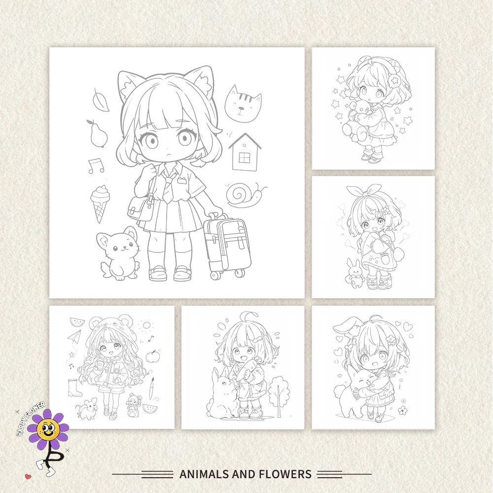 كتاب تلوين كرتوني للبنات، كتاب تلوين للمراهقين، أنماط مختلفة، ورق ثقيل 100 جرام، تخفيف التوتر، هدية عيد ميلاد