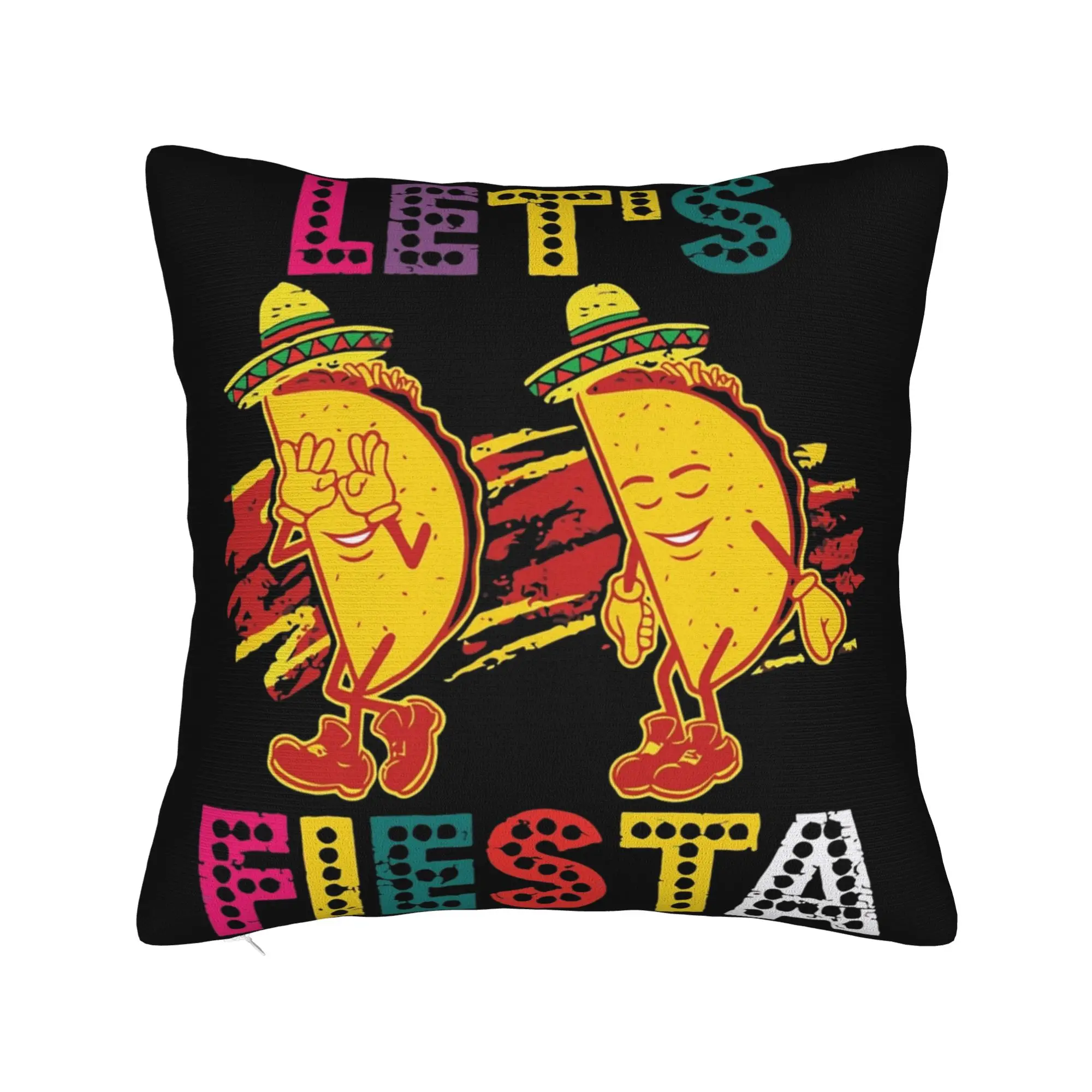 Let's Fiesta Cinco De Mayo  Pillowcase Merch Printed Cushion Cover Decorations  Throw Pillow Case Cover Home Multiple Sizes