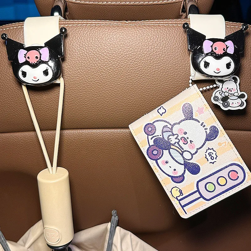 Sanrio Kawaii Pochacco Car Hooks Kuromi Anime Cartoon Cute Fashion Versatile Multi-function Interior Decoration Seat Back Hooks