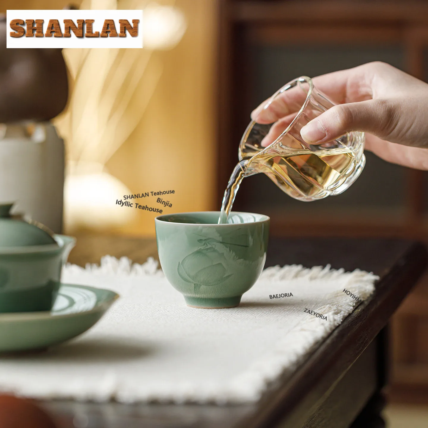 115ml Yue Kiln Celadon Shadow Teacup Vintage Tea Bowl Cup For Tea Tea-tasting Fragrance Cup Jianzhan Master Cups Chinese Tea Set