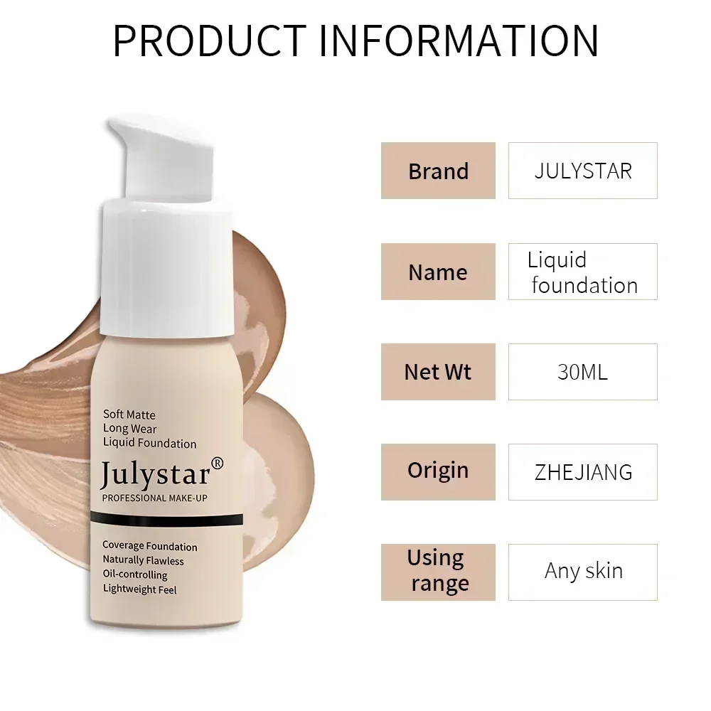10 Color Liquid Foundation Hydrating Lasting Brighten Skin Color Concealer Waterproof Oil-control Natural Foundation Makeup 30ml