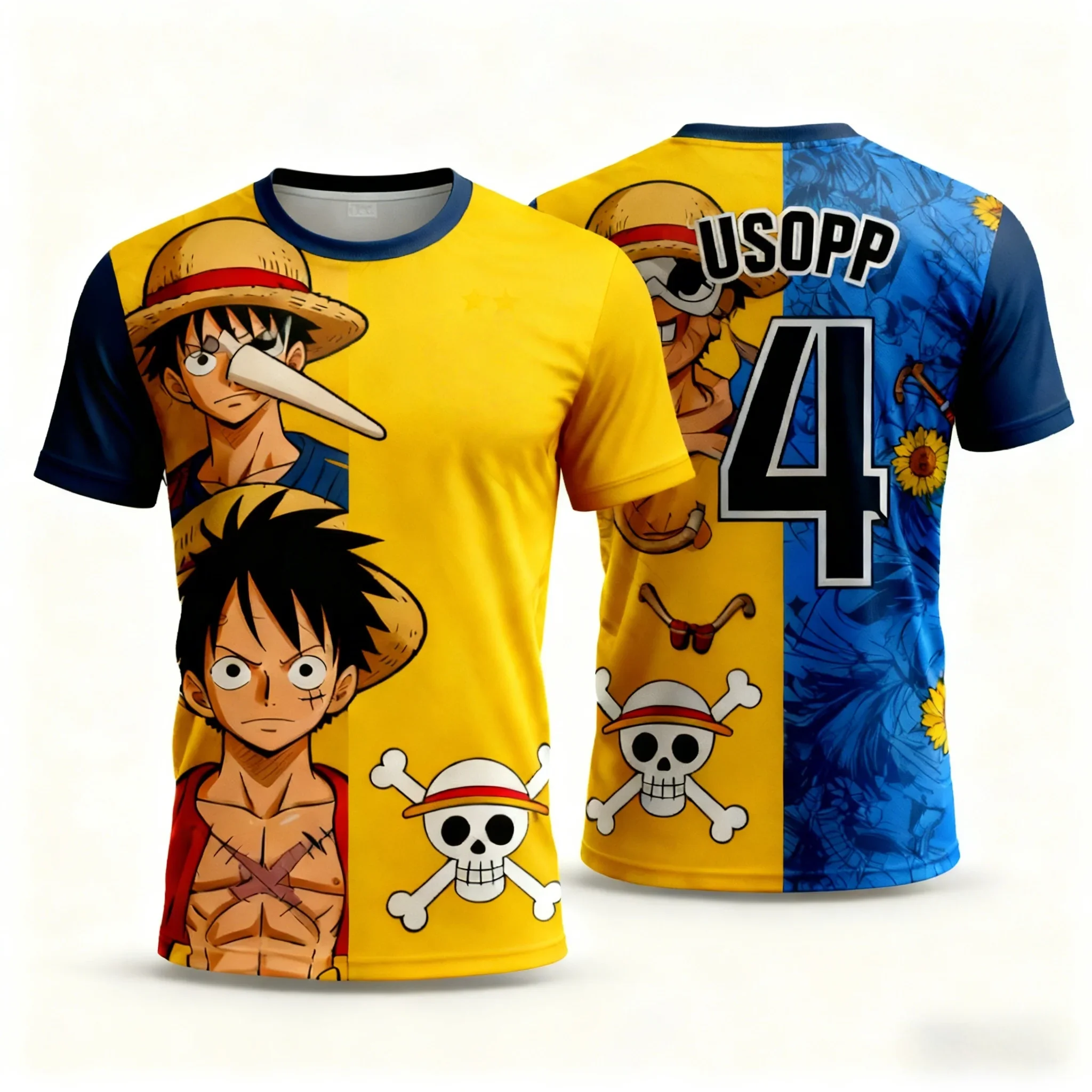 Sommer Kinder Einteiler T-Shirt Jinbe Grand Line Print Lässige Jungenkleidung Mädchen Kurzarm Herren Trikot Outdoor
