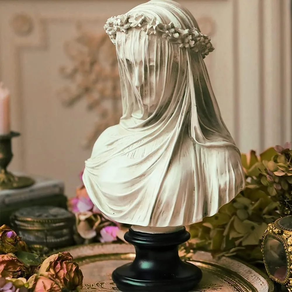 Veiled Lady Bust Museum Italian Bride Maiden Statue Sculpture Bust Home Decor Aesthetic For Home Art Collection Ornament