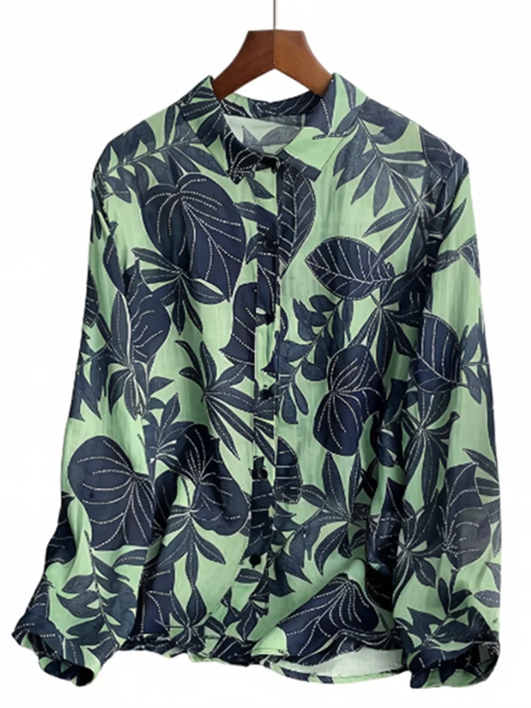 

Новая весенне-летняя женская рубашка с длинными рукавами из хлопка и льна в стиле ретро с принтом, тонкая свободная повседневная рубашка в японском и корейском стиле S501