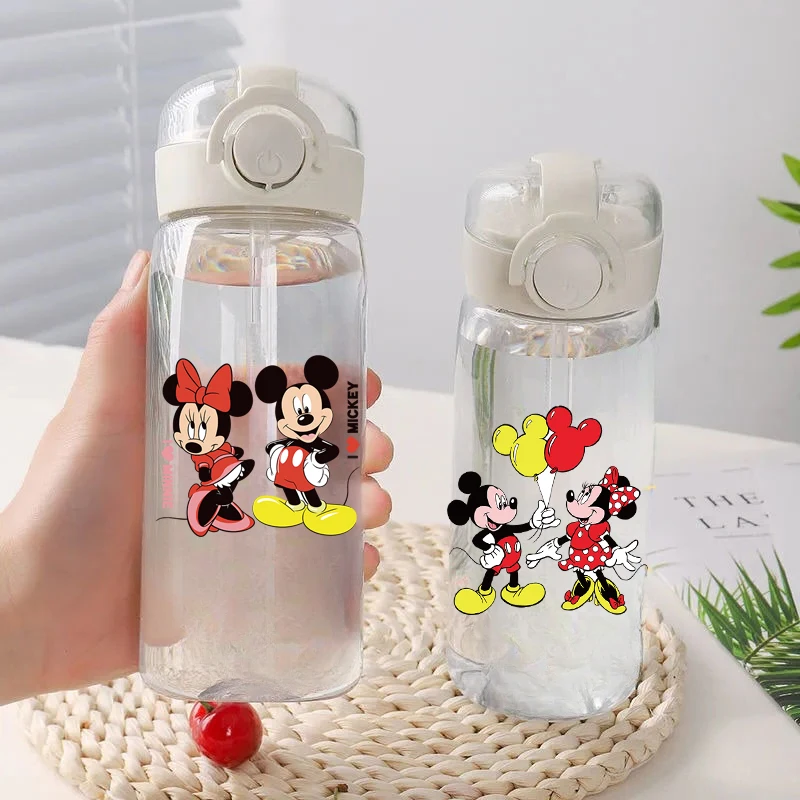 Disney Mickey Mouse Couple Cartoon Straw Cup Boys and Girls Student Drop-Resistant New Summer Water Glass Good-Looking Portable