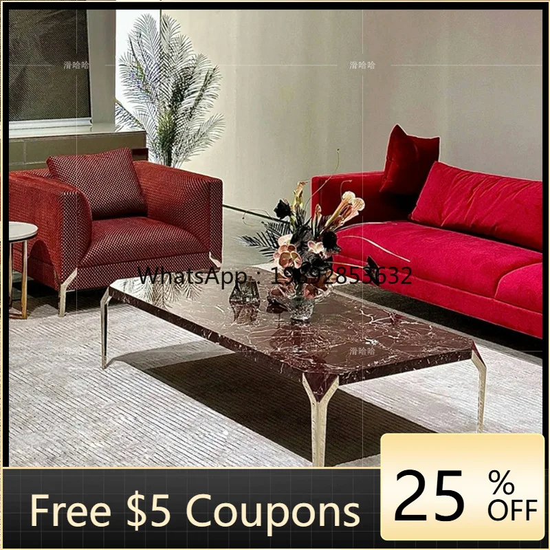 

LYY Italian Coffee Table High-End Artistic Marble Side Table Light Luxury Mansion Living Room Home Tea Table