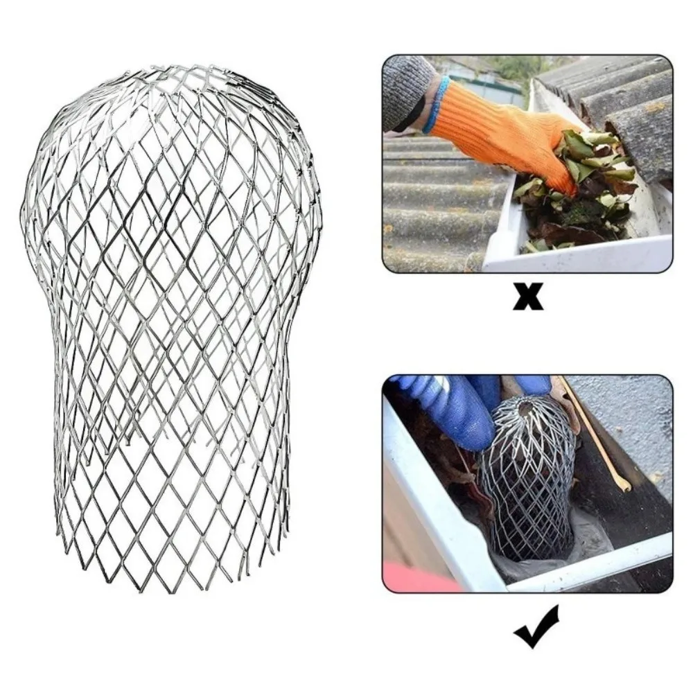 4pcs Expand Aluminum Gutter Filter Mesh Silver Anti-Blocking Filter Foldable Screen Rustproof Floor Drain Filter Downspout Cover