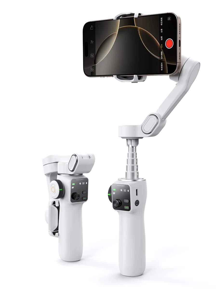 AOCHUAN 3-Achsen-Handheld-Gimbal-Telefonstabilisator mit Verlängerungsstange 8.0 Anti Shake Face Tracking für Telefon-Aufnahmen im Freien Vlog