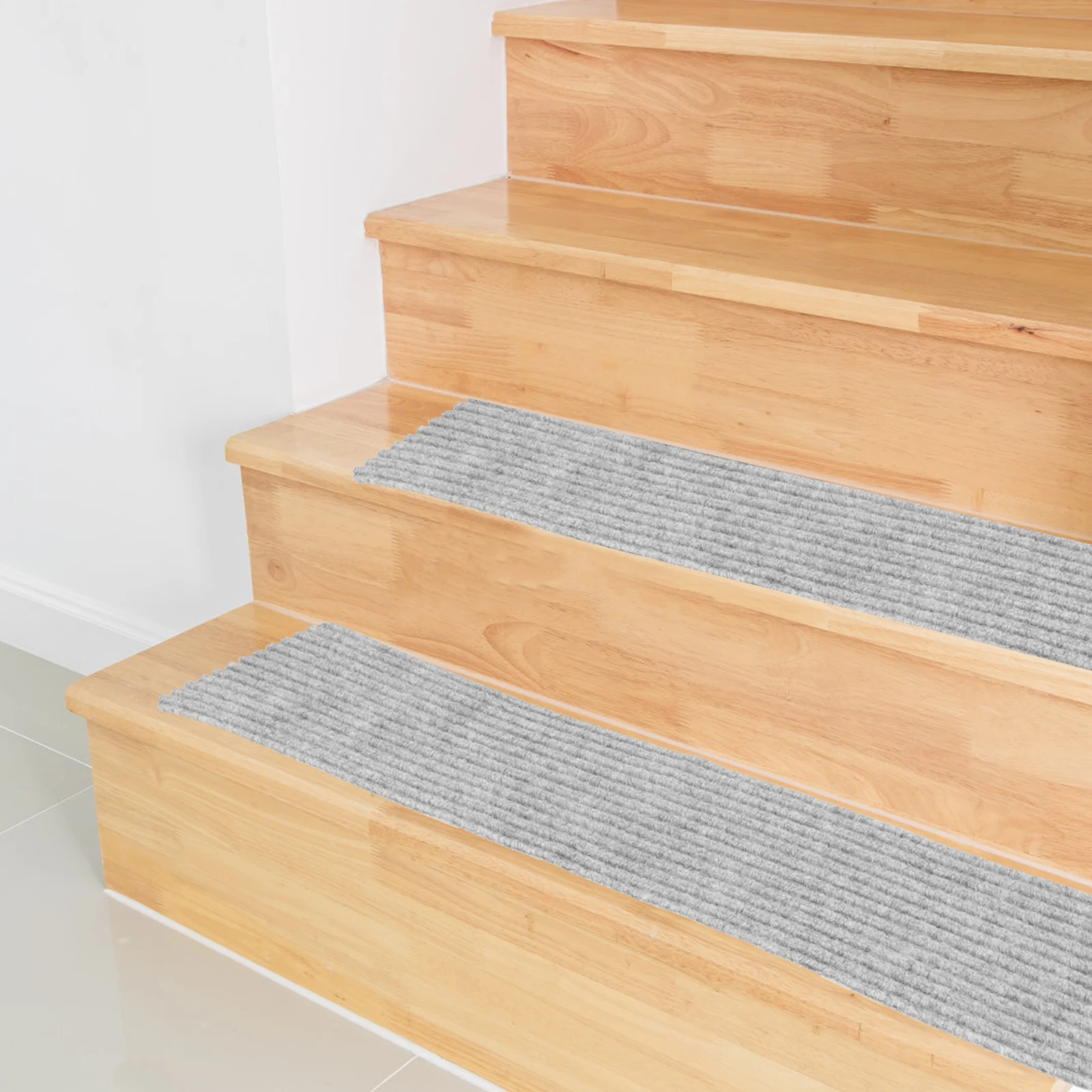 

2pcs Anti-slip Step Mat Tpr Stair Tread Rugs Non-skid Double Stripe Easy Installation Reusable Washable Safety Kids Pets Stairs