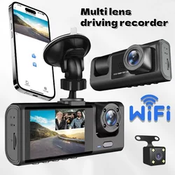 Multi lens Driving Recorder Camera Wireless Triple Recording Night Vision Car Surveillance Video Tape WiFi Connected to Phone