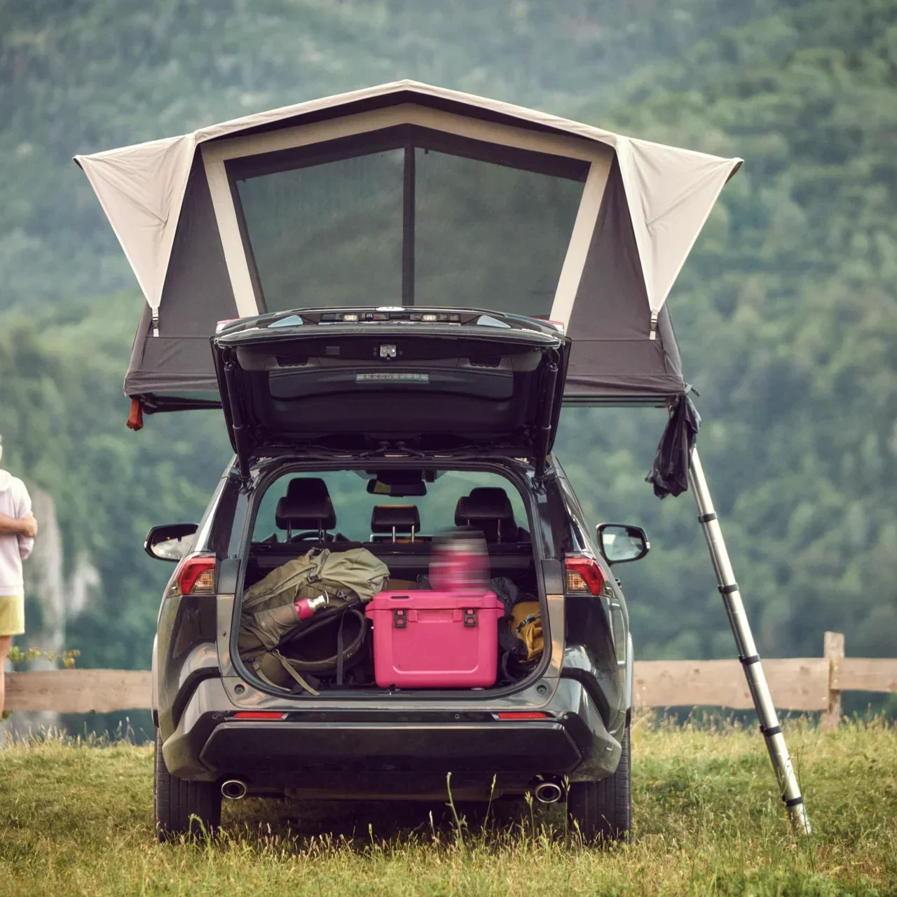 Car Camping Foldable Polyester Cotton Soft Shell Roof Top Tent 4x4 2-3 Person Roof Top Tent Soft Shell