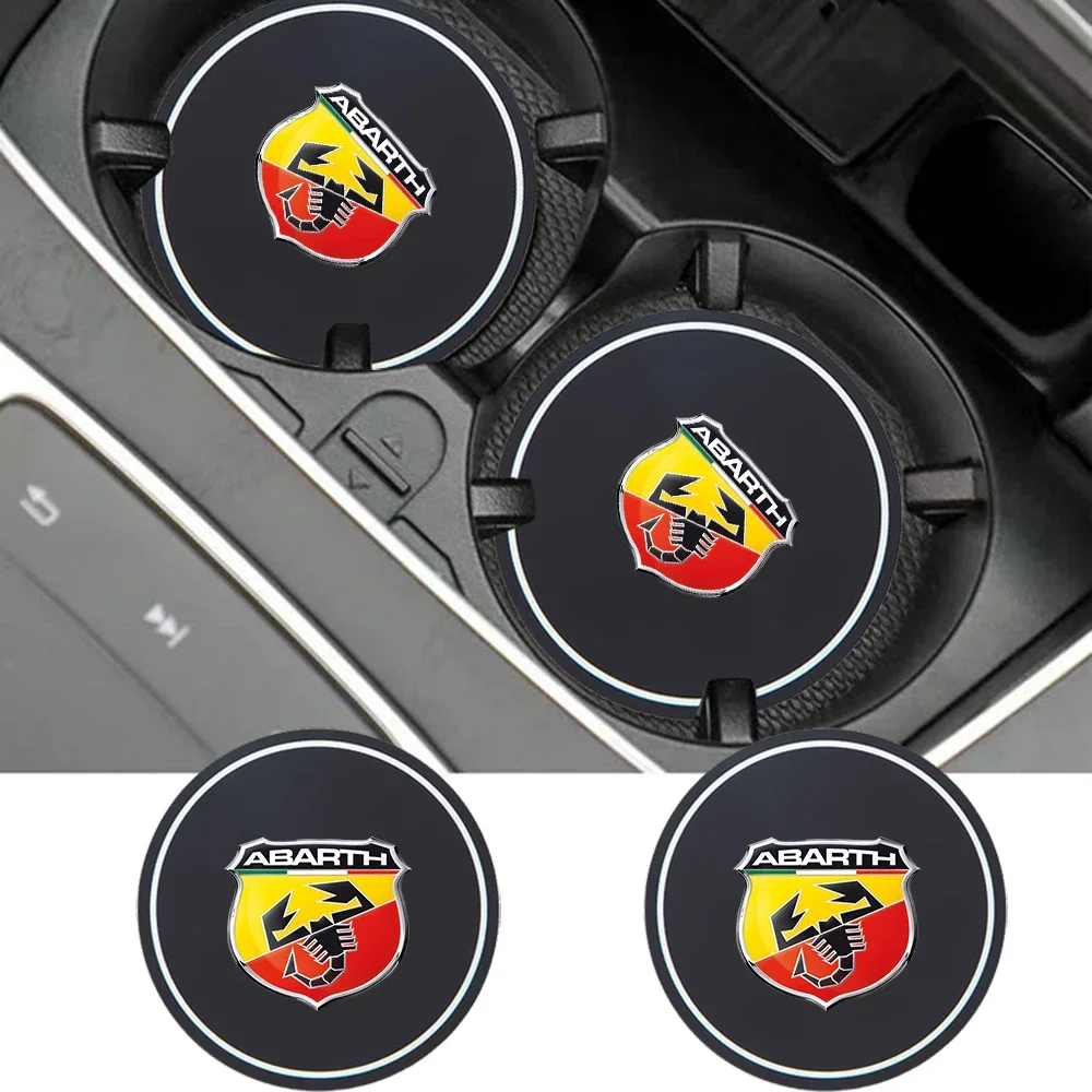 2pcs Car Cup Coaster Non Slip Mat Suitable for Abarth Punto 124 125 500 Ducato Waterproof Water Cup Slot Pad Accessory