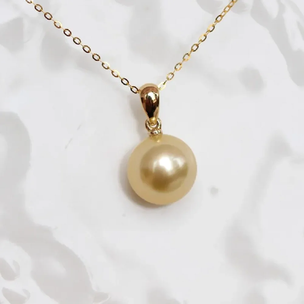 Bestselling AAAA 8-9mm  10-9mm 10-11mm11-12ｍｍ Gold South Sea Pearl Round Pendant 18K/AU750 Gold