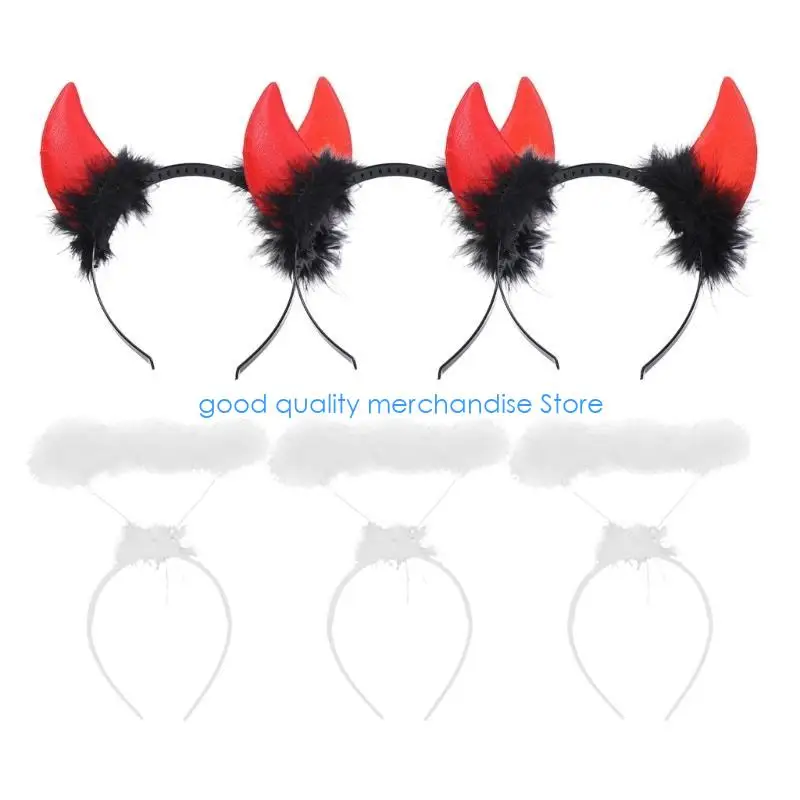 

Y5JD Halloween Devil Horn/Angel Aureole Hairband Hairband Cosplay Costume Witches Headpiece Accessories for Girl