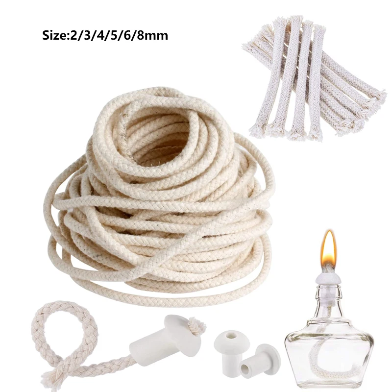 3/5/10M Alcohol Wick Rope Burner Cotton Wick Round Cotton Kerosene Oil Lamp Wicks 2/3/4/5/6/8MM