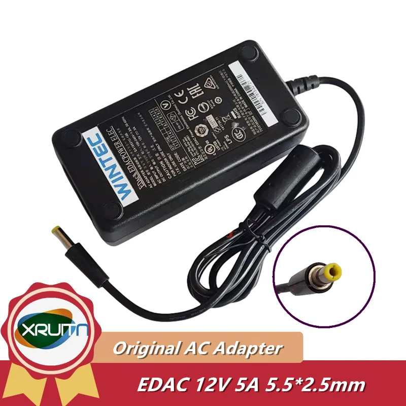 Genuine EDAC EA10521C-120 EA10681N-120 12V 5A 60W 5.5*2.5mm AC Adapter Charger 60W WINTEC Power Supply