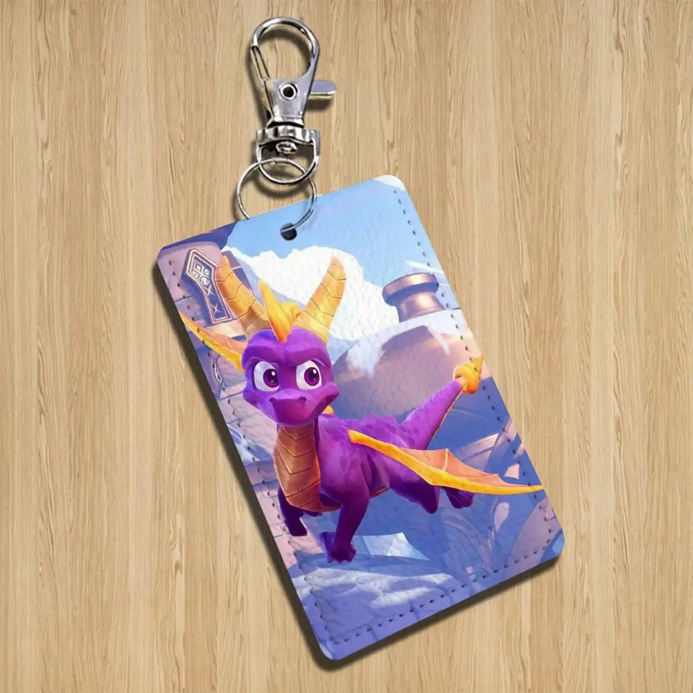 S-Spyro R-Reignited TrilogyS Keychain Holder Suitable For Subway Bank Card Bus Card Case Badge Holder Wallet  Textured pattern