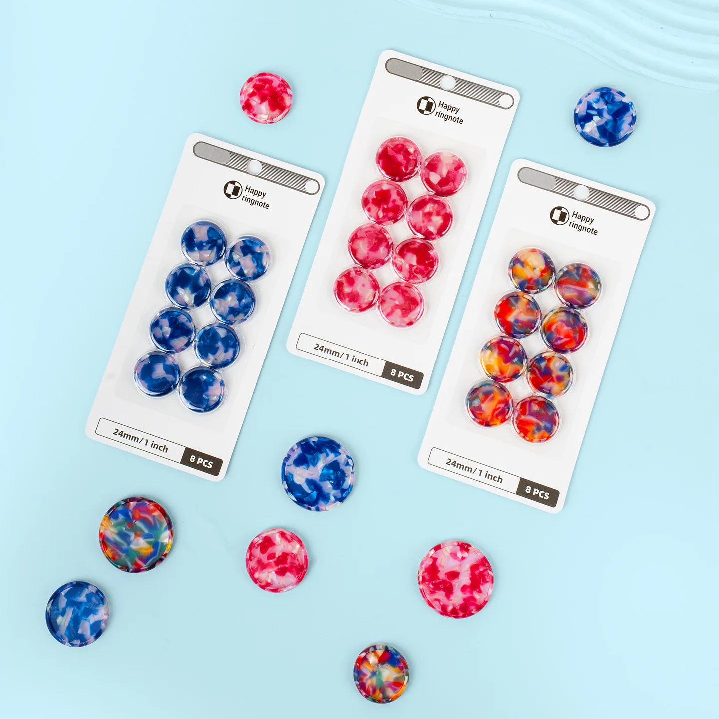 8pcs Color-mixing Loose-leaf Mushroom Hole Binding Button Notepad Photo Album 24/28/32/38 Acetic Acid Material Binding Button