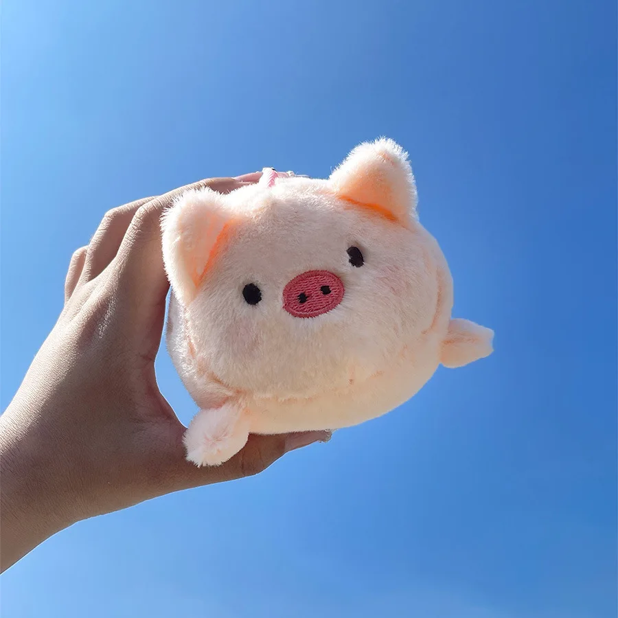 

Cartoon Small Cute Animal Plush Keyrings Pig Fox Rabbit Pendant Toy Can Pull Shake The Tail Doll Keychain Children Student Gift