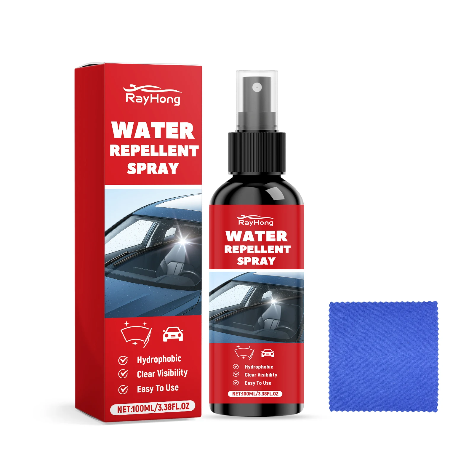 

Car Glass Hydrophobic Spray, Car Glass Cleaning, Water Stain Treatment, Clear Vision, Maintenance And Brightness