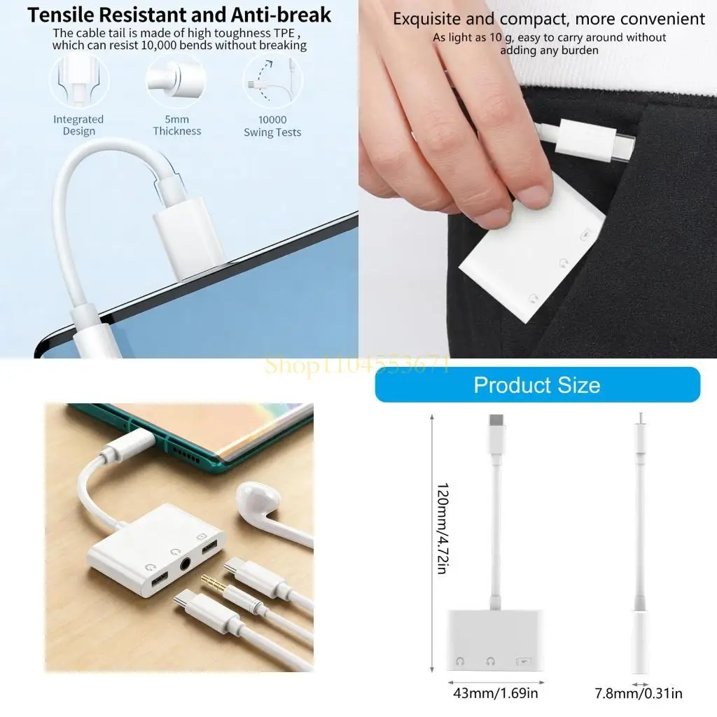 Best Seller Tiny USB C Separator For 3.5mm Earphones And 60W initiate Type C Electronics