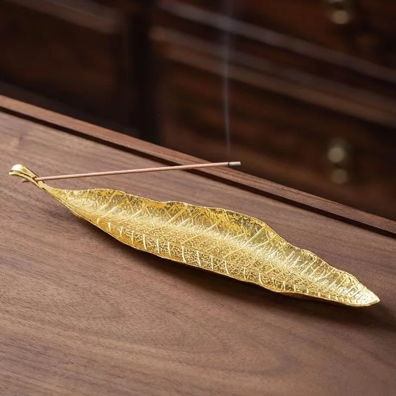 Gold Leaf Incense Burner Creative Alloy Wire Incense Stick Incense Burner Home Decoration Zen Desktop Ornaments