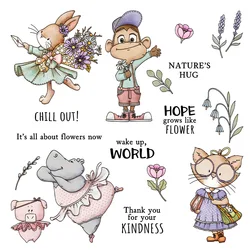 Mangocraft Spring Flowers & Cute Animals Clear Stamp DIY Scrapbooking Supplies Silicone Stamp For Card Making Albums Craft Decor