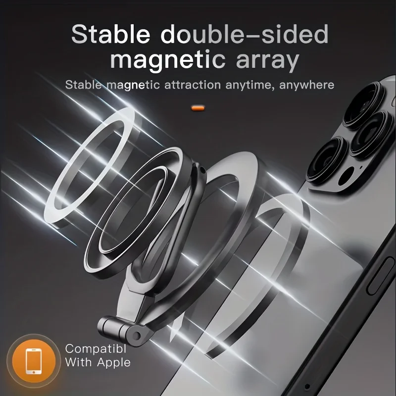 Double-sided mobile phone holder, magnetic ring buckle, bracket type magnetic grip 360 degree rotation, magnetic ring support, foldable bracket, suitable for magnetic iPhone 17/16/15/14/13/12 Pro Max car mobile phone holder view 3