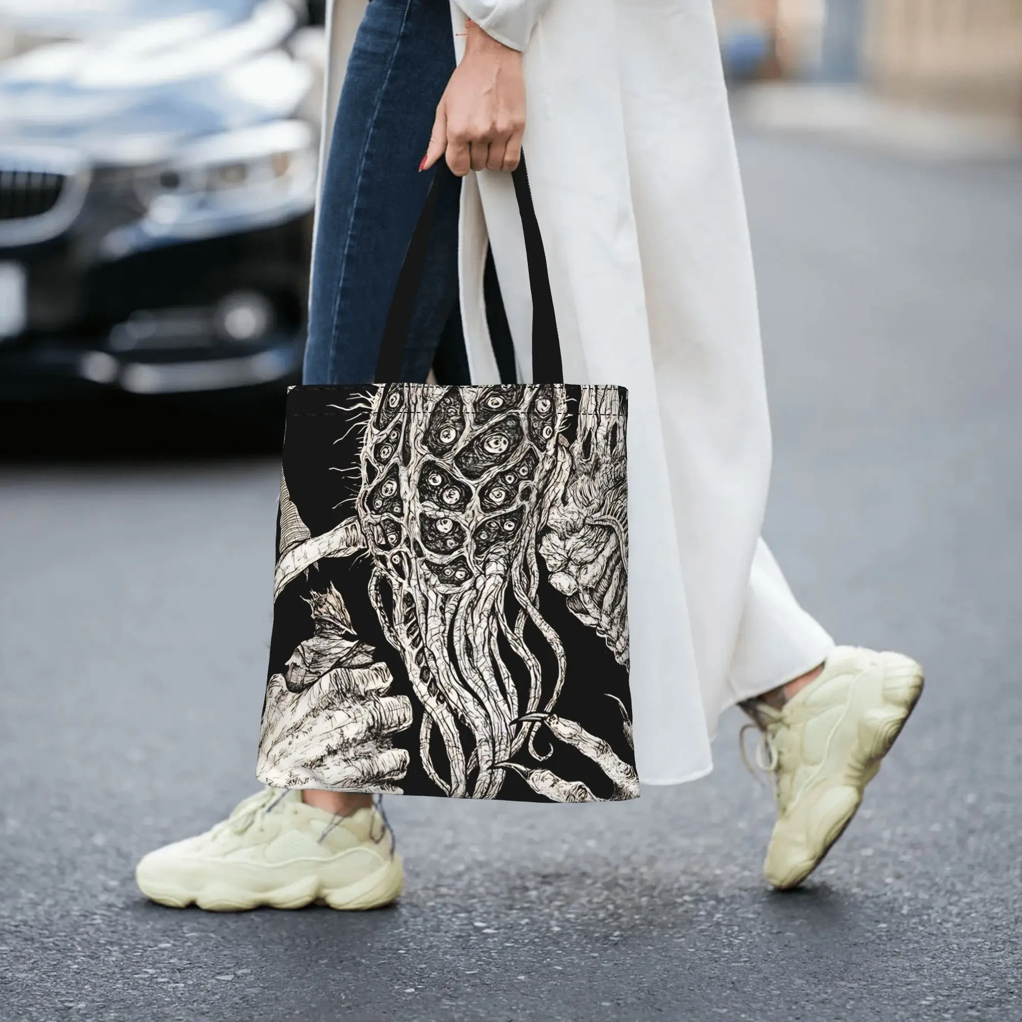 Bloodborne Vintage Gothic Hunter Canvas Woman Tote Bag for Shopping Travel Outdoor Heavy Duty Shoulder Handbag view 4